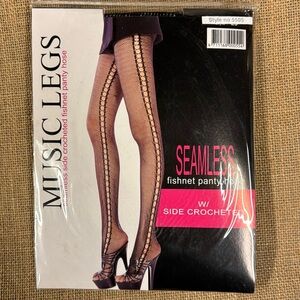 Seamless Fishnet Panty Hose w/ Side Crocheted